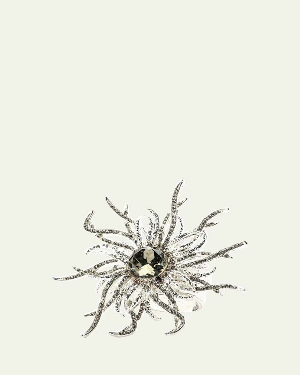 Silver Fire Spider Napkin Rings with Swarovski Crystals, Set of 4